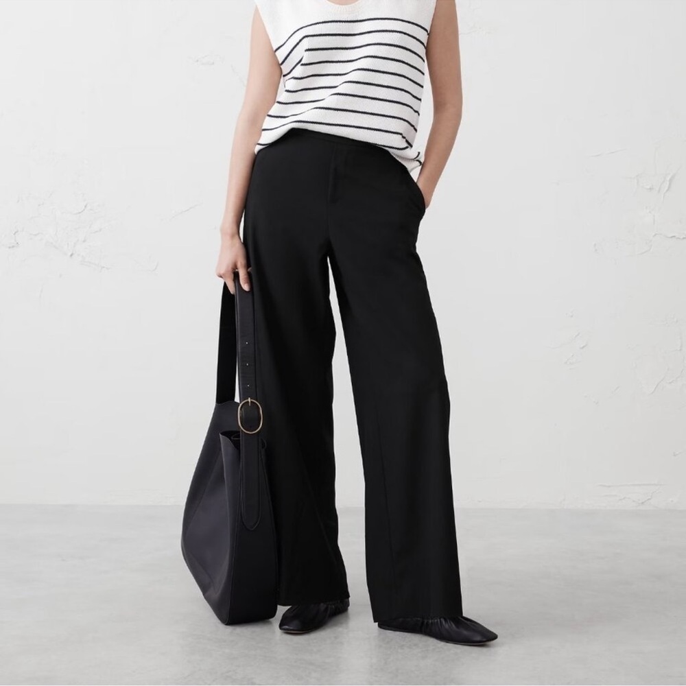 NWT! Banana Republic Factory Black Hayden Crepe Wide-Leg Pants 762785